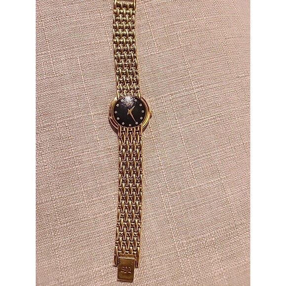 ESQ Gold Tone ladies, Link Quartz Watch W/Stones main image 5